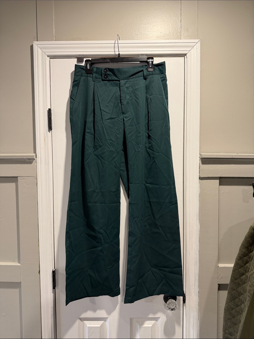 SHEIN Men's Dark Green Wide-Leg Trousers